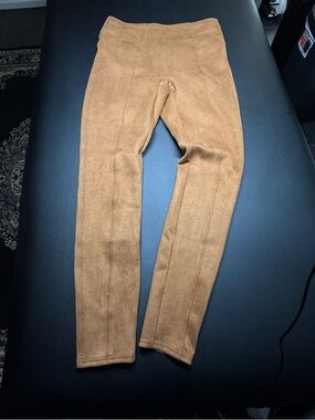 SPANX Brown Suede-Look High-Waist Leggings